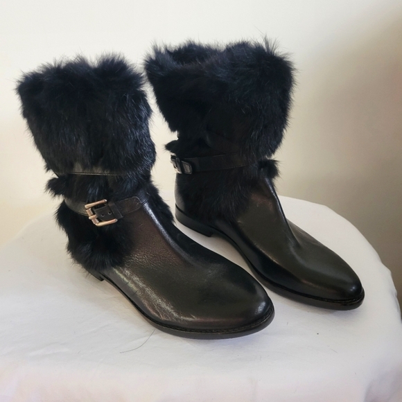 Coach NWOT Leather/Fur Boots - Picture 1 of 3